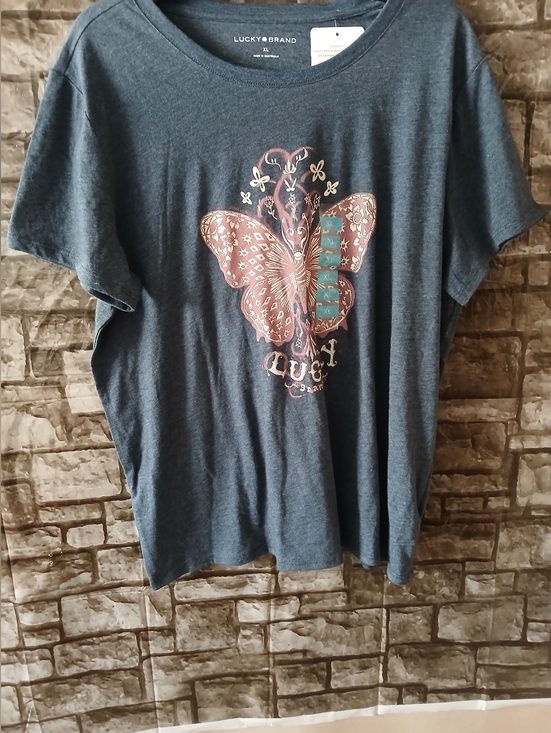 Lucky Brand Tops - Lucky Brand Navy Butterfly Graphic Tee